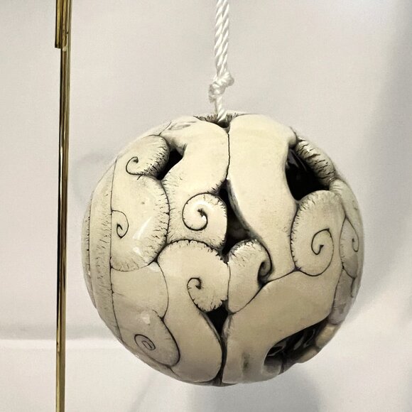 Handcrafted Croatian Ceramic Hanging Ornament with Raised Floral Design – Omiš - Picture 7 of 9